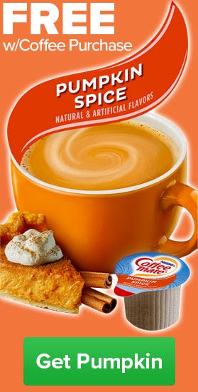 Free Pumpkin Spice Creamer, 50 count Coffee-mate Flavored Individual Creamer Tub Box