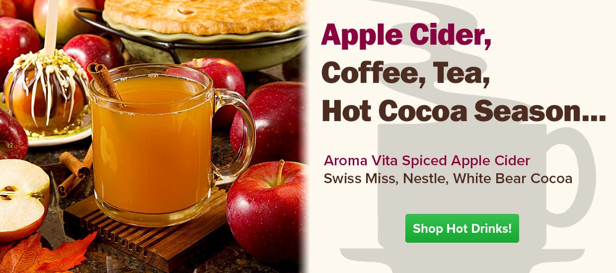 Buy Apple Cider, Coffee, Tea, Hot Cocoa, Chocolate, Drinks, Beverages, Pumpkin Spice, Peppermint Mocha.