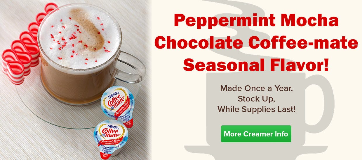 Buy Peppermint Mocha Coffee-mate Creamer, Pumpkin Spice, French Vanilla, Caramel, Chocolate, Hazelnut, Sugar Free, Italian Sweet Creme, Snickers.