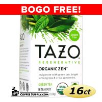 BOGO FREE Sale! Tazo Zen Tea 16 ct. Box | Green Tea, Lemon Verbena Leaves, Lemongrass, Spearmint Leaves Flavored Hot Tea Bags.