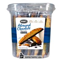 Nonni's Almond Chocolate Biscotti 24 ct. Tub, 40% Recycled PET Plastic, Individually Wrapped for Freshness.