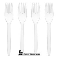 Plastic Forks Cutlery Medium Weight Tableware, 1,000 bulk case, eating, food service, restaurant, kitchen, break room, catering, cafeteria, drive thru packaging.