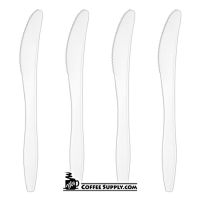 Plastic Knives Cutlery Medium Weight Tableware, 1,000 bulk case, eating, cutting, knife, food service, restaurant, drive thru packaging, break room, catering, cafeteria, kitchen.