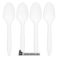 Plastic Spoons Cutlery Medium Weight Tableware, 1,000 bulk case, eating, soup, foodservice, restaurants, kitchen, break room, catering, cafeteria, drive thru packaging.