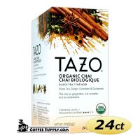 Tazo Chai Tea 24 ct. Box | Organic Black Tea, Spicy Cinnamon, Ginger, Cardamom, Clove, Star Anise Flavored Hot Tea Bags.