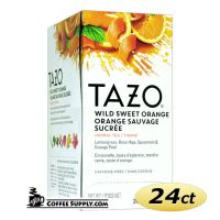 Tazo Wild Sweet Orange Tea 24 ct. Box | Herbal Tea, Lemon, Blackberry, Rose, Spearmint, Ginger, Orange Flavored Hot Tea Bags.