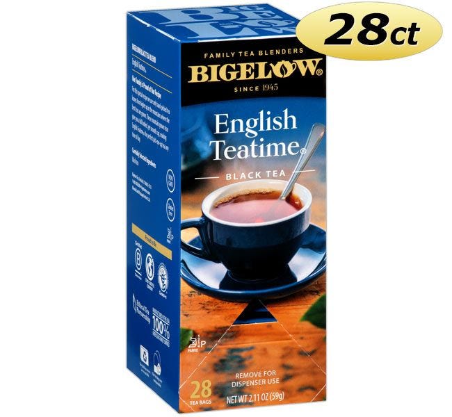 Bigelow English TeaTime Tea Bags 28 ct. Box | All Natural Black Tea Hot Beverage Drink. Kosher.