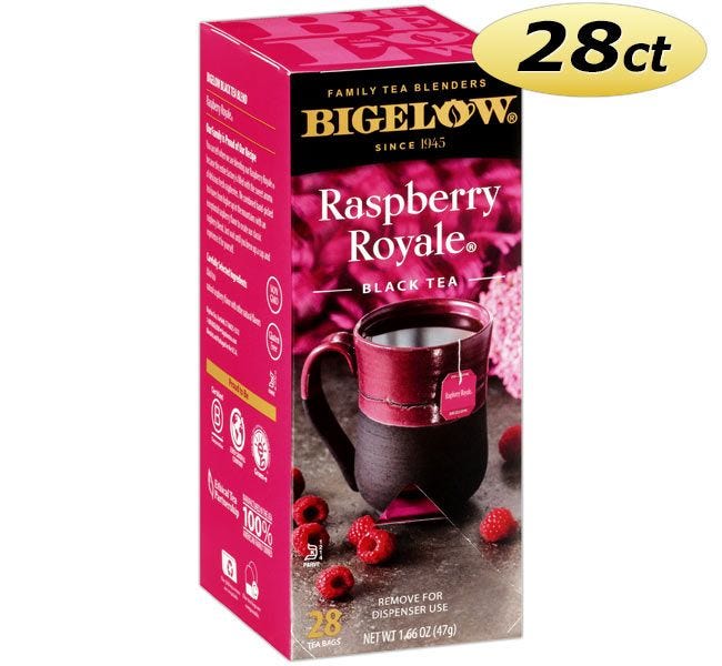 Bigelow Raspberry Royale Tea Bags 28 ct. Box | Fruit Flavored Hot Tea, Kosher