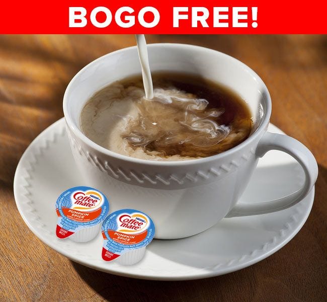 BOGO FREE Sale! Pumpkin Spice Coffee-mate Creamers 180, Seasonal Thanksgiving Holiday Flavor. Non-Dairy Coffee Creamer - Limited Supply!