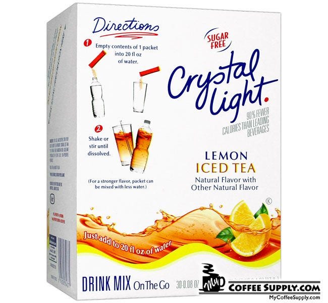 Crystal Light On The Go Lemon  Ice Tea Drink Mix 30 ct. Box