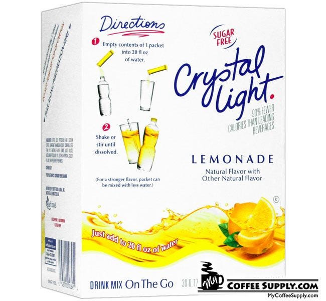 Crystal Light On The Go Lemonade Drink Mix 30 ct. Box