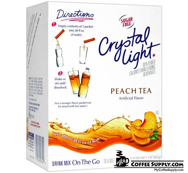 Crystal Light On The Go Peach Tea Drink Mix 30 ct. Box