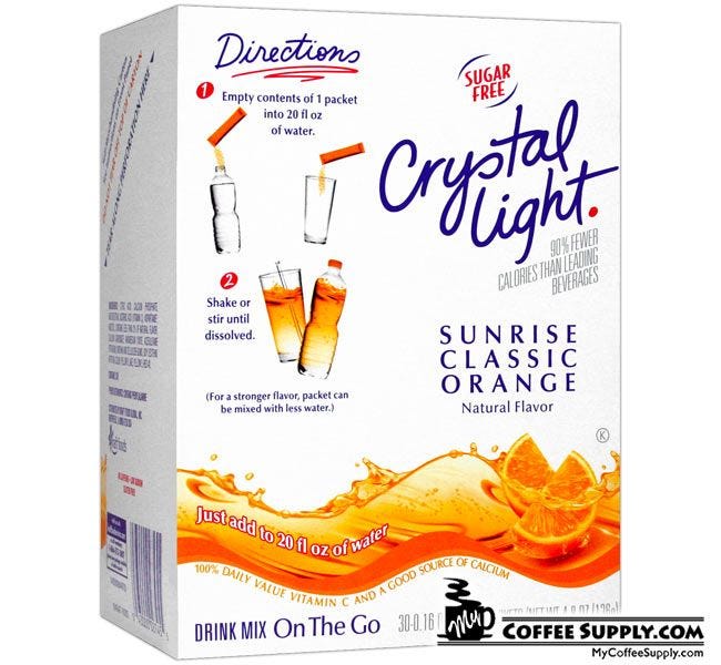 Crystal Light On The Go Sunrise Classic Orange Drink Mix 30 ct. Box