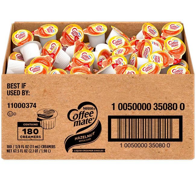 Coffeemate Hazelnut Creamer, Bulk 180 count case | Wholesale Foodservice, Restaurants, Coffee Service, Convenience Stores