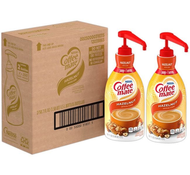 Coffee-mate 1.5 L Hazelnut Liquid Pumps Case