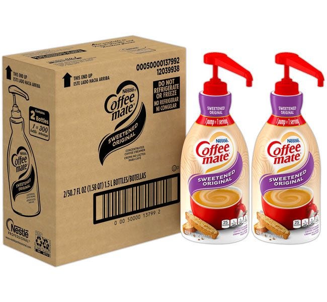 Coffee-mate 1.5 L Sweetened Original Liquid Pumps Case