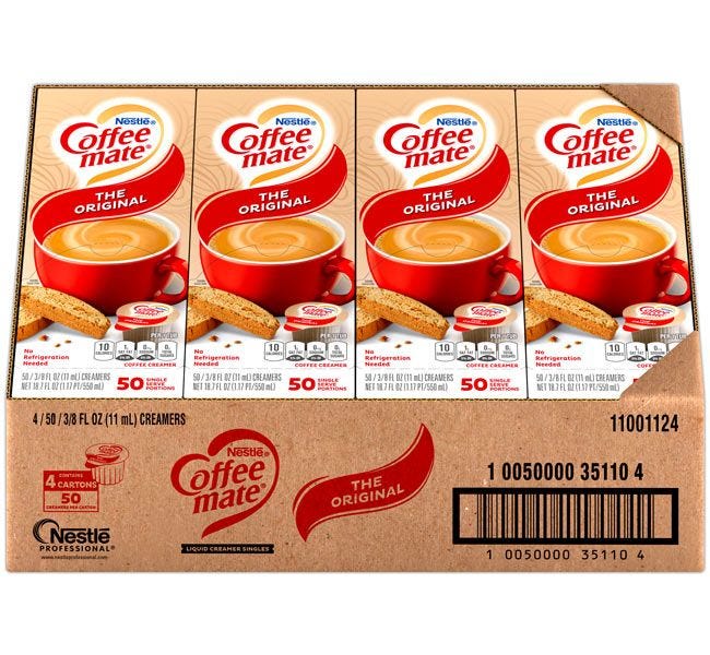 Coffee-mate The Original Creamer Case, 4 / 50 ct. Gravity Fed Dispenser Boxes.