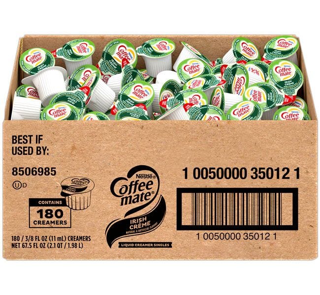 Irish Creme Coffee-mate 180 count case FoodService, Restaurants, Table Top Singles, Kosher.