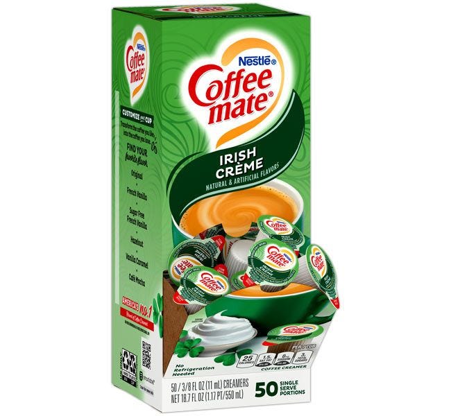 Irish Creme Coffee-mate Tubs Require No Refrigeration | Nestle Non-Dairy Creamer, Lactose Free, Kosher