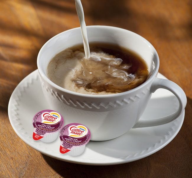 Italian Sweet Creme Coffee-mate Creamer Cup, Single Serve, Lactose Free, Cholesterol Free, Kosher, 