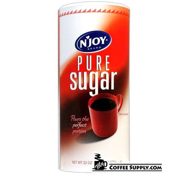 N'Joy Pure Sugar 22 oz. Canister | Granulated Pure Cane Sugar, Kosher, 24 count Case.