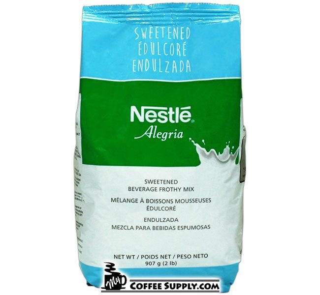 Nestle Alegria Sweetened Beverage Frothy Mix 2 lb bag | Nescafe Cappuccino Topping Mix 907 g Bags.