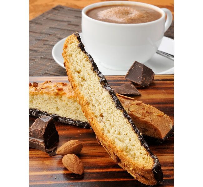 Nonni Artisan Baked Oven Roasted Almond Dark Chocolate Biscotti, Italian Family Recipe since 1988.