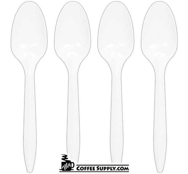 Plastic Spoons Cutlery Medium Weight Tableware, 1,000 bulk case, eating, soup, foodservice, restaurants, kitchen, break room, catering, cafeteria, drive thru packaging.