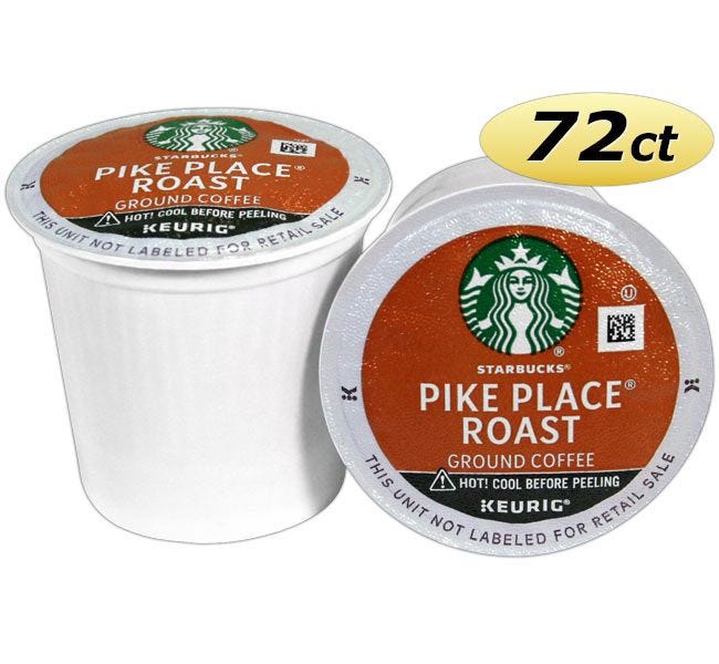 Starbucks Pike Place Medium Roast K-Cup Coffee 72 ct. Case