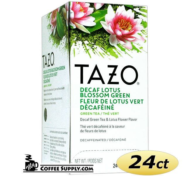 Tazo Decaf Lotus Blossom Tea 24 ct. Box | Green Tea, Lotus Flower Leaves Flavored Hot Tea Bags.