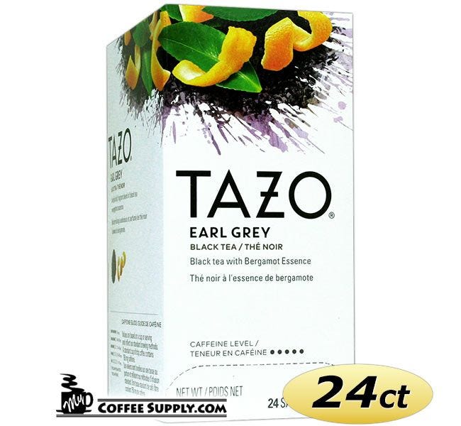 Tazo Earl Grey Tea 24 ct. Box | Black Tea, Spicy, Lavender, Lemon, Bergamot Flavored Hot Tea Bags.