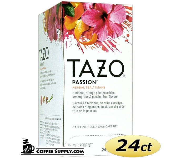 Tazo Passion Tea 24 ct. Box | Herbal Infusion Tea, Mango, Passion Fruit Flavored Hot Tea Bags.