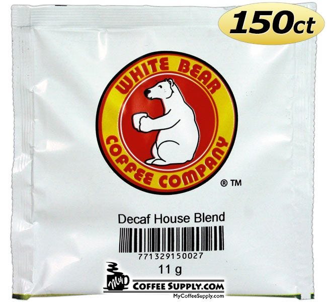 White Bear Decaf House Blend Coffee Pods 150 count