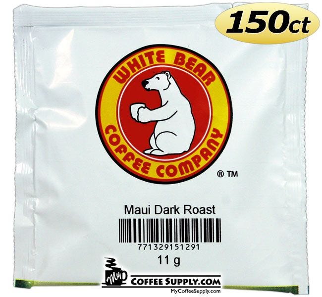 White Bear Maui Dark Roast Coffee Pods 150 count