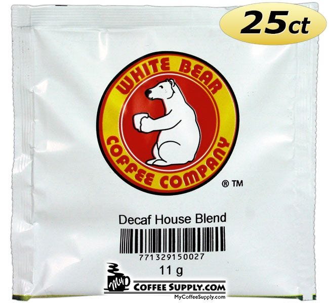 White Bear Decaf House Blend Coffee Pods 25 count