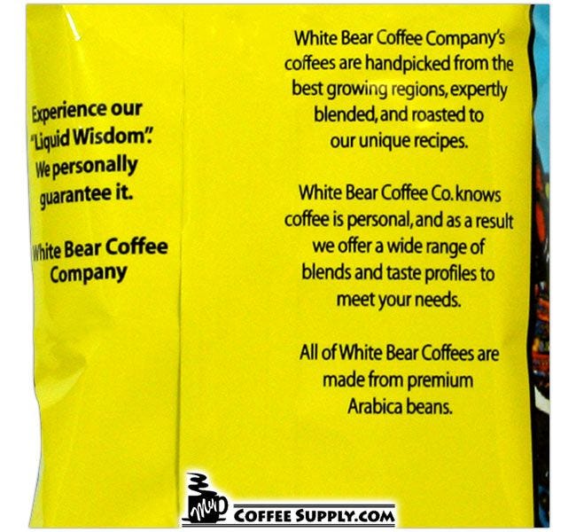 White Bear Donut Shop Arabica Coffee 1.25 oz. | Light Roasted from 100% Arabica Beans, Liquid Wisdom.