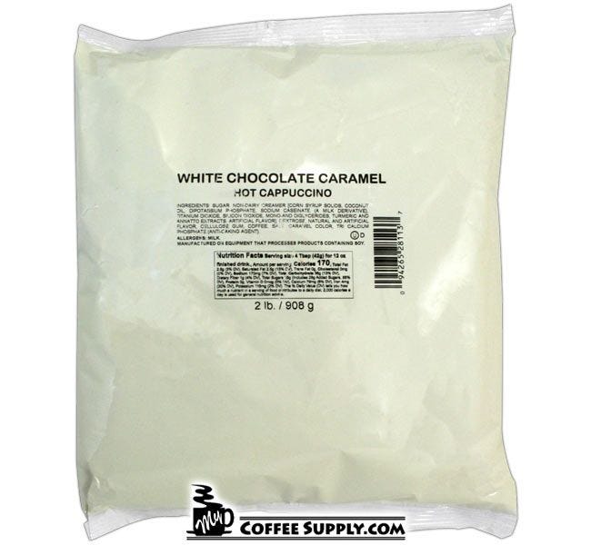 White Chocolate Caramel Cappuccino Mix 2 lb. Bag | FoodService Beverage Mix for Cappuccino Machine Hoppers.